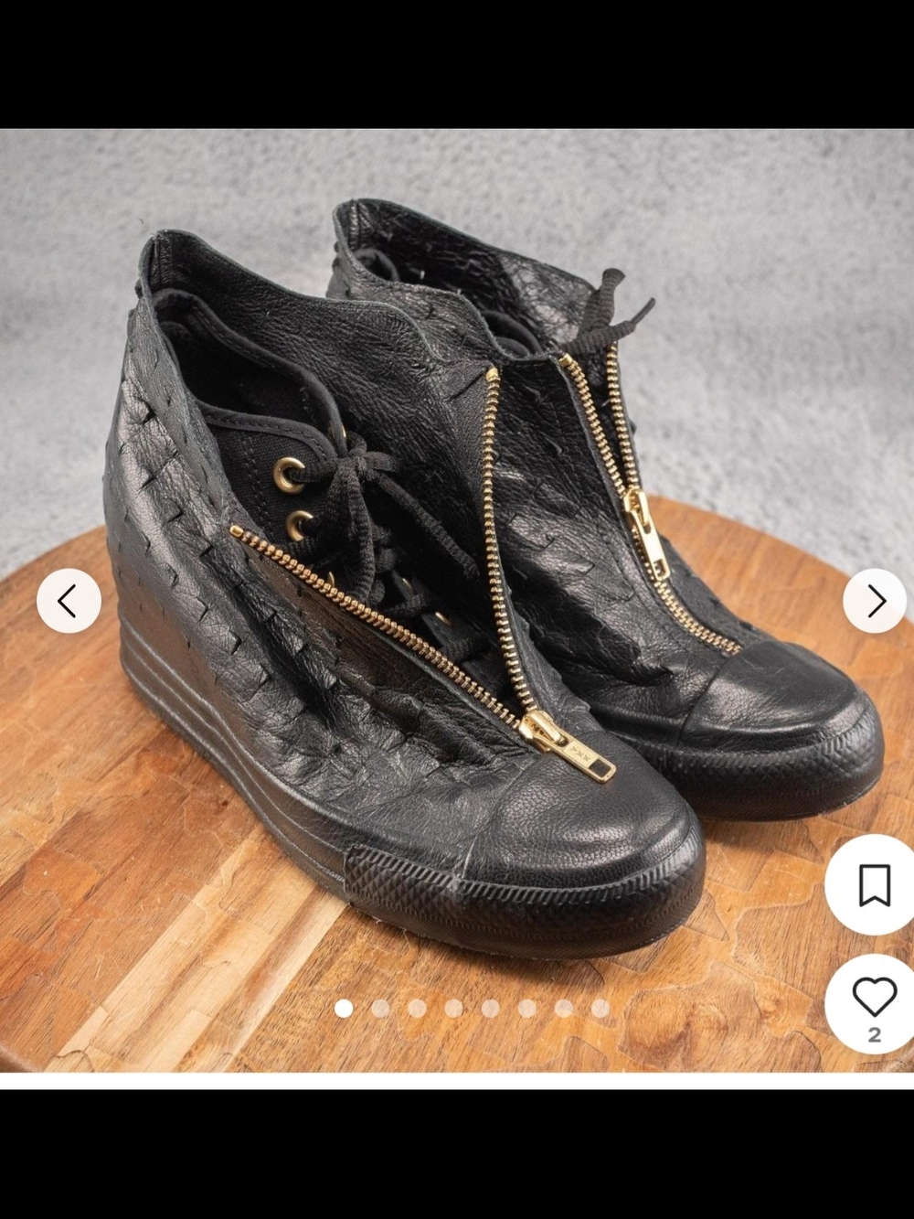 Converse All Star Luxe Black Leather Wedge Sneakers